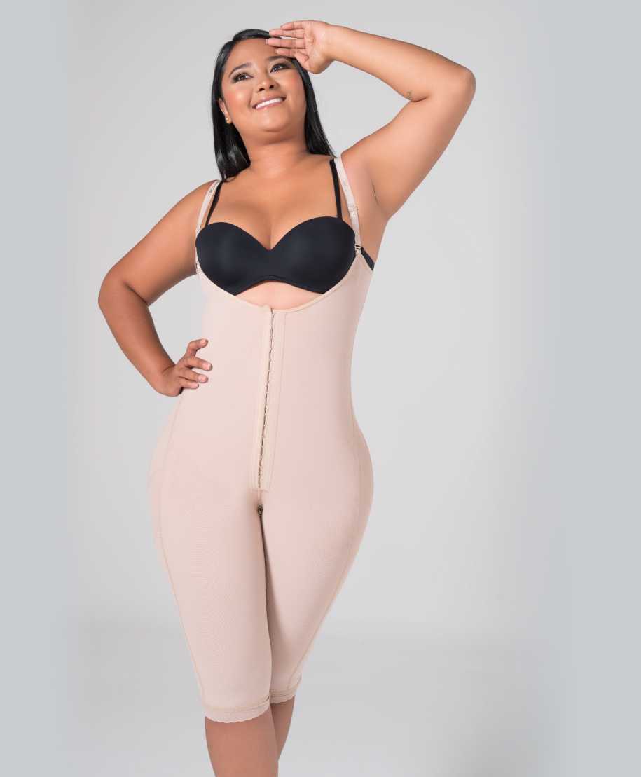 Knee-Length Body Shaper with Firm Compression
