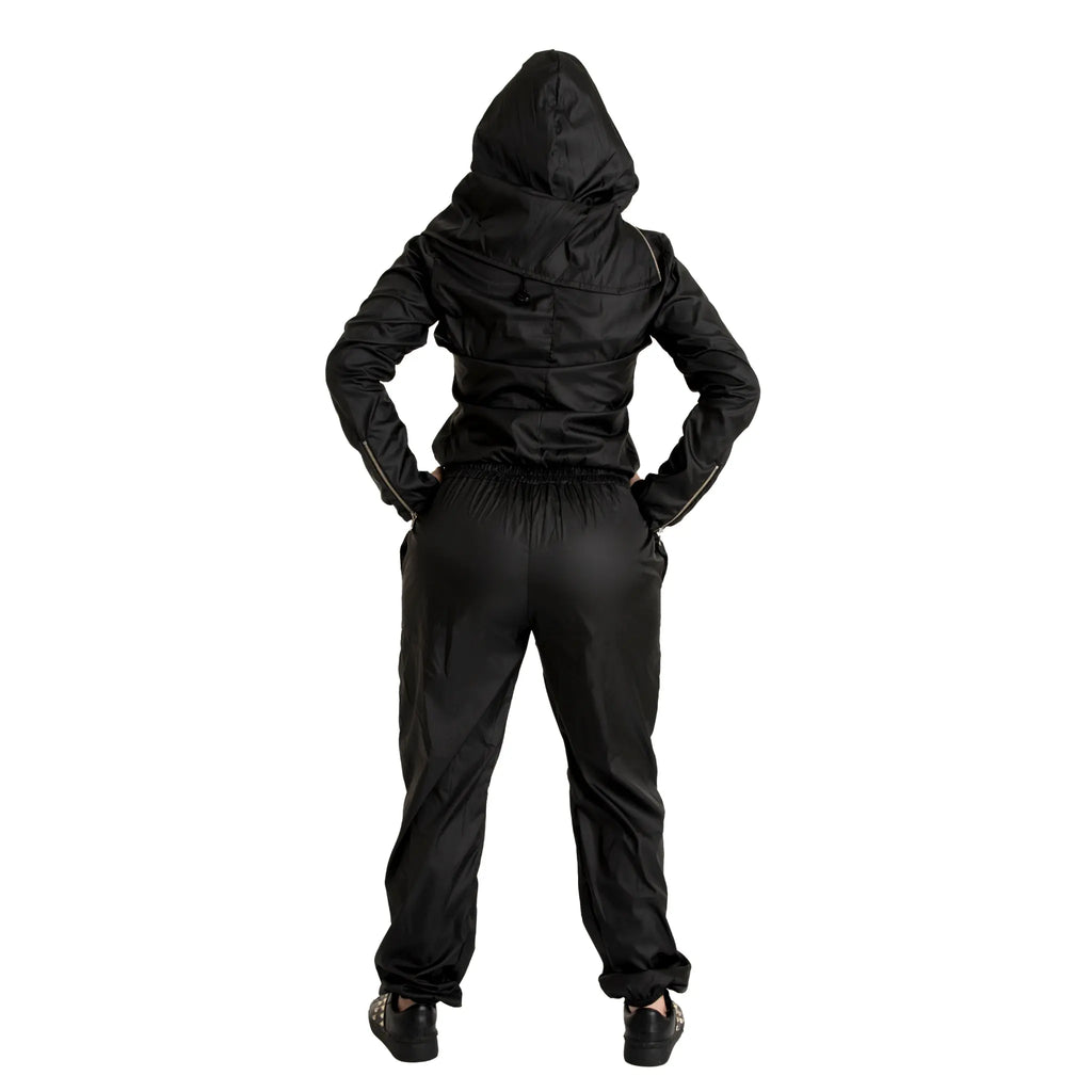 Jumpsuit with diagonal zippers and Invisible internal hood. Made in anti-fluid fabric. Ref. W00002 Fajitex US